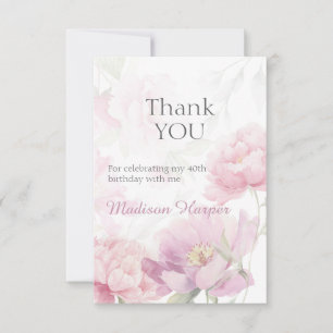 Carte De Correspondance Fuchsia Aquarelle Pivoine 40e Anniversaire