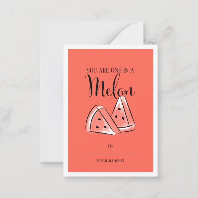 Carte De Correspondance Fundy Pun de Fruit Melon Classroom Valentine Card (Devant)
