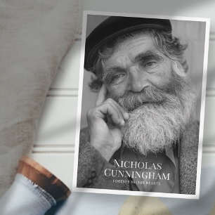 Carte De Correspondance Funeral Memorial Classic Simple Photo et Message