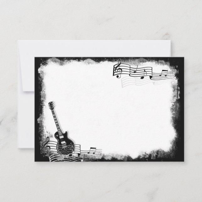 Carte De Correspondance Funky Electric Guitar Flat Merci Note (Devant)
