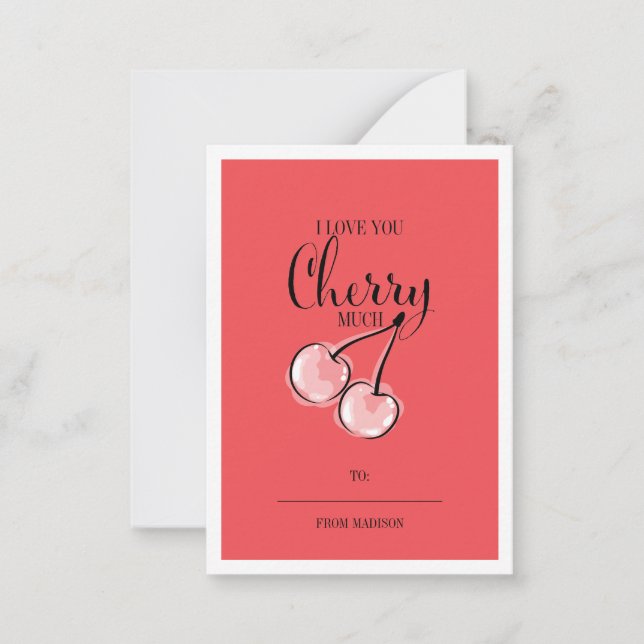 Carte De Correspondance Funky Fruit Pun Cherry Classroom Valentine Card (Devant)