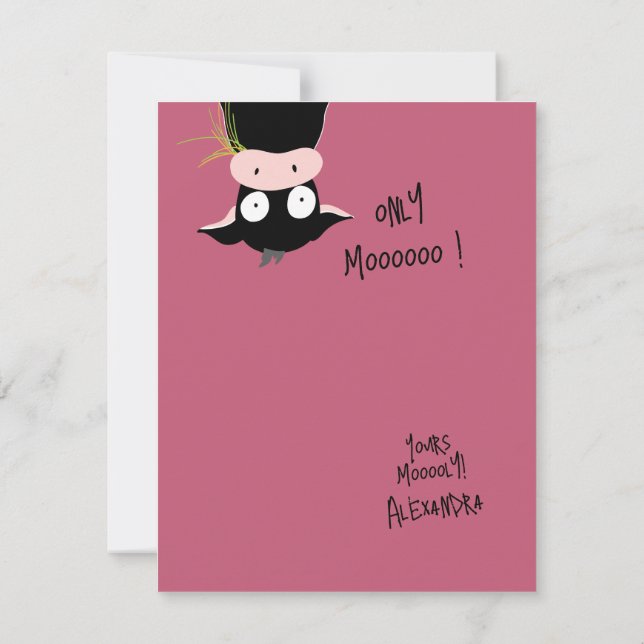 Carte De Correspondance Funny Cute “Only Moooooo” Cow Pun  (Dos)
