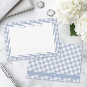 Carte De Correspondance Gingham à carreaux bleu clair personnalisé