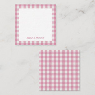 Carte De Correspondance Gingham Blanc Rose Personnalisé