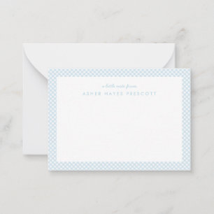 Carte De Correspondance Gingham personnalisé bleu pour enfants