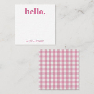 Carte De Correspondance Gingham rose et blanc personnalisé