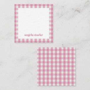 Carte De Correspondance Gingham rose et blanc personnalisé
