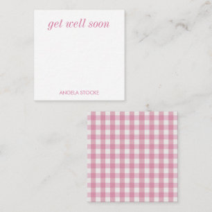 Carte De Correspondance Gingham rose et blanc personnalisé