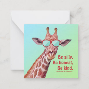Carte De Correspondance Giraffe amusante Citation Inspirationnelle Emerson