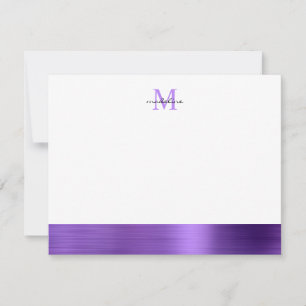 Carte De Correspondance Glam Brossé Métal Purple Améthyste Girly Monogramm