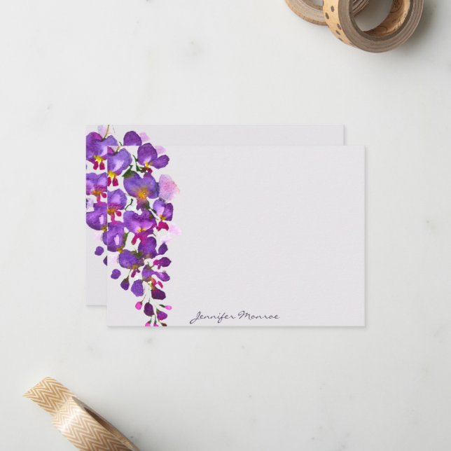 Carte De Correspondance glycine violette personnalisée (Devant/Arrière en situation)