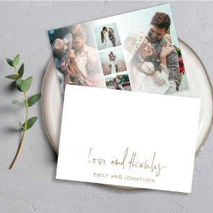 Carte De Correspondance Gold Script Name 5 Photos Mariage Love Thanks