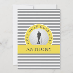 Carte De Correspondance Golf Monogramme Pour Lui Golfer Gris Gris Grille M