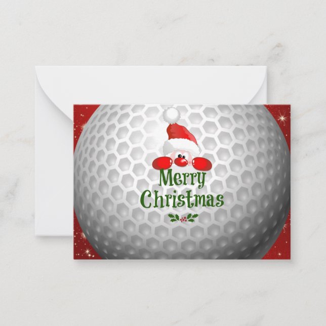 Carte De Correspondance Golfer Père Noël, "Joyeux Noël" (Devant)