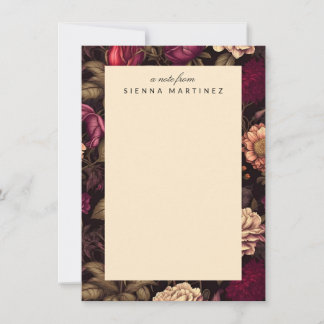 Carte De Correspondance Gothique Floral Blush Peach Black Flowers Vintages