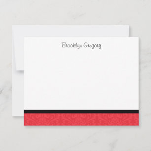 Carte De Correspondance Graduation Red Damask Merci note