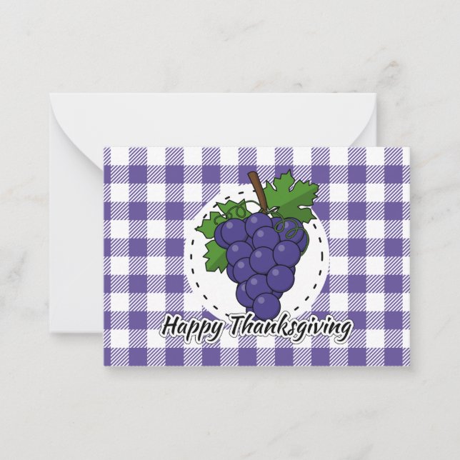 Carte De Correspondance Grape on Violet Plaid - Happy Thanksgiving (Devant)