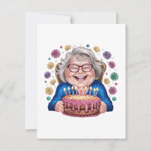Carte De Correspondance Graphique de joyeux anniversaire Mamie Lunettes