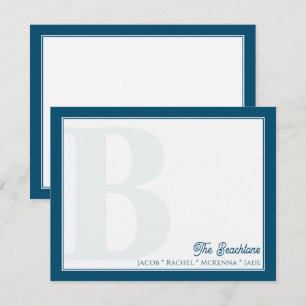 Carte De Correspondance Gras Monogram Marine Blue Family Stationery