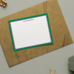 Carte De Correspondance Green & Navy Blue Borders Ajouter votre nom