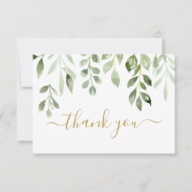 Carte De Correspondance Greenery feuille merci Note Card (Devant)