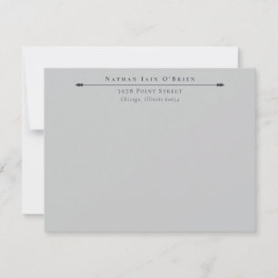 Carte De Correspondance Gris Élégant Personnalisé Avec Adresse De Nom