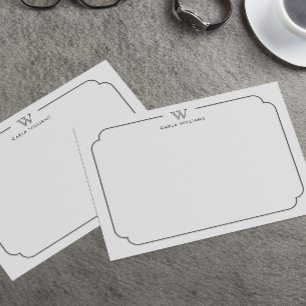 Carte De Correspondance Gris foncé Formel Chic Famille Monogramme Ornat Ca