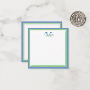 Carte De Correspondance Groseilles de Cornouailles Bleu et Monogramme vert