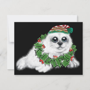 Carte De Correspondance Grosse de phoque blanc de Noël, animal arctique fe