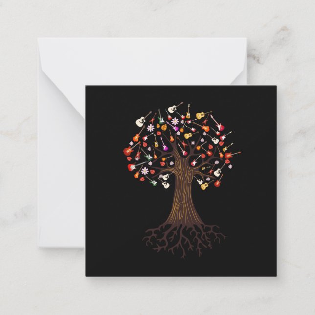 Carte De Correspondance Guitariste Arbre Guitare Anniversaire (Devant)