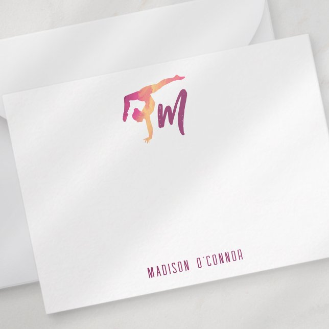 Carte De Correspondance Gymnastique Papeterie | Pose initiale de monogramm (Créateur téléchargé)