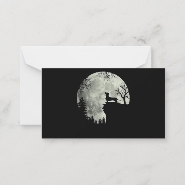 Carte De Correspondance Halloween Dachshund Et Lune (Devant)