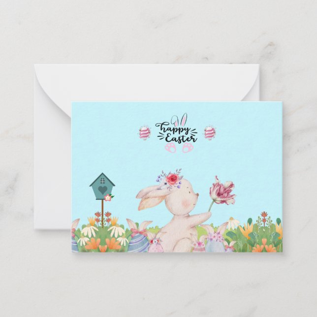 Carte De Correspondance Happer Jour ensoleillé de Pâques Bunny (Devant)