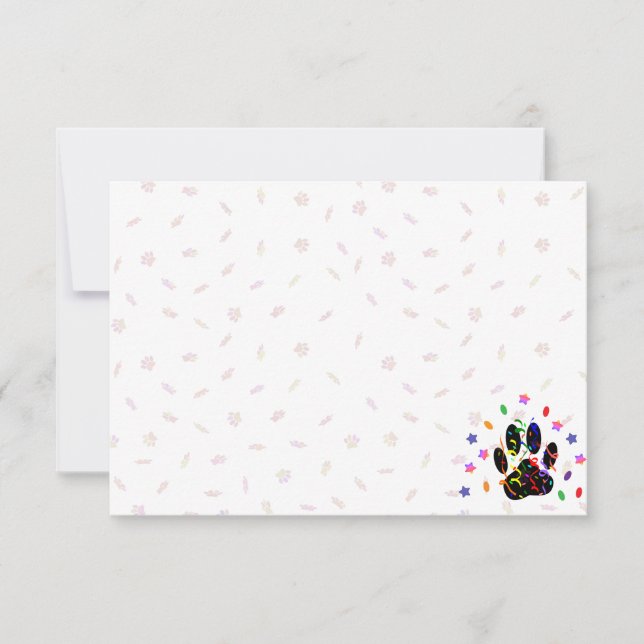 Carte De Correspondance Happy Birthday Dog Paw Confetti (Devant)