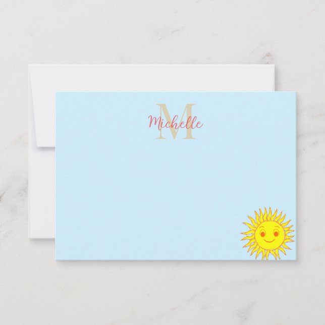 Carte De Correspondance Happy Face Sunshine Monogram Personalized (Devant)