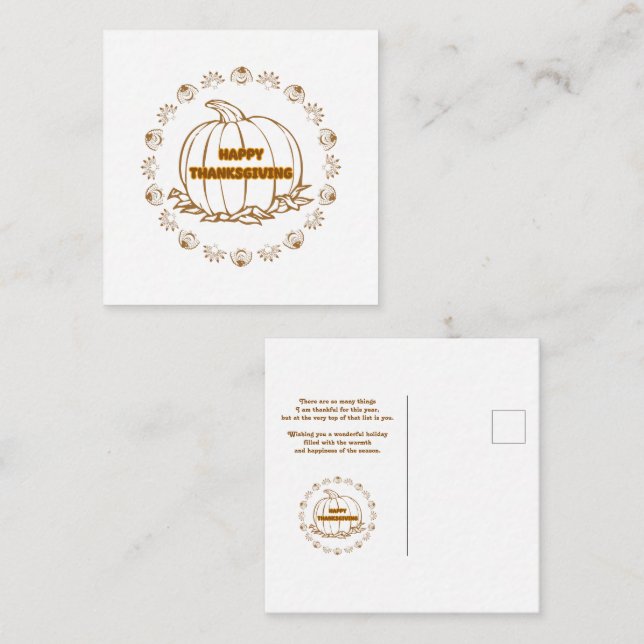 Carte De Correspondance happy thanksgiving (Devant / Derrière)