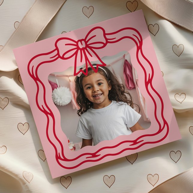 Carte De Correspondance Happy Valentine's Day Custom Photograph Wavy Bow (Créateur téléchargé)