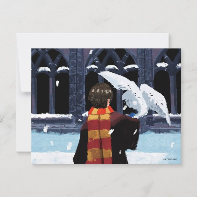 Carte De Correspondance HARRY POTTER™ & Hedwig dans la neige (Devant)