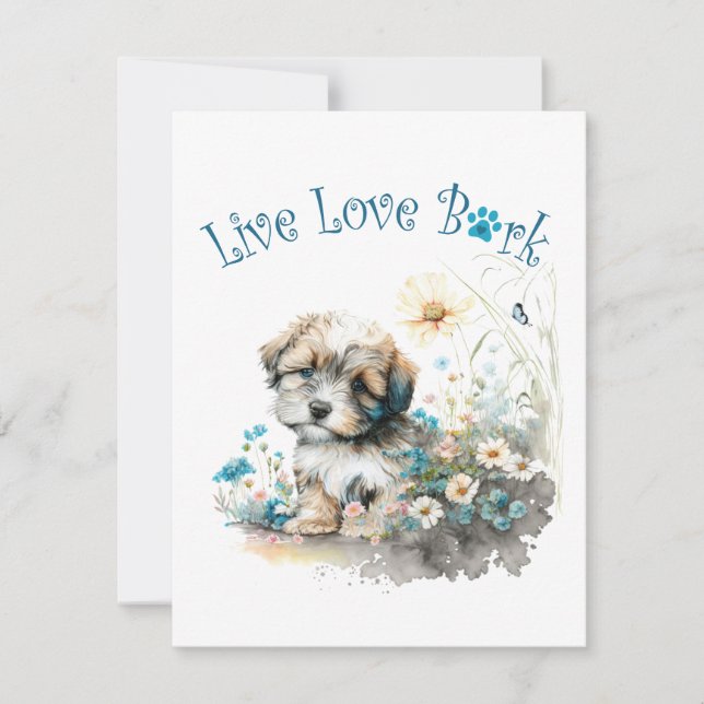 Carte De Correspondance Havanais maman chien floral (Devant)