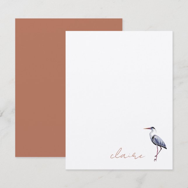 Carte De Correspondance Héron bleu personnalisé (Devant / Derrière)