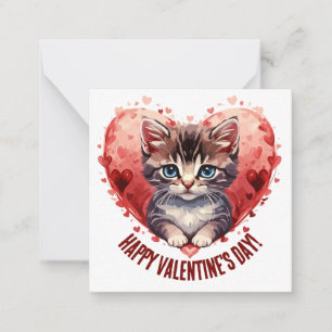 Carte De Correspondance Heureuse Sainte-Valentin Little Kitten avec coeur