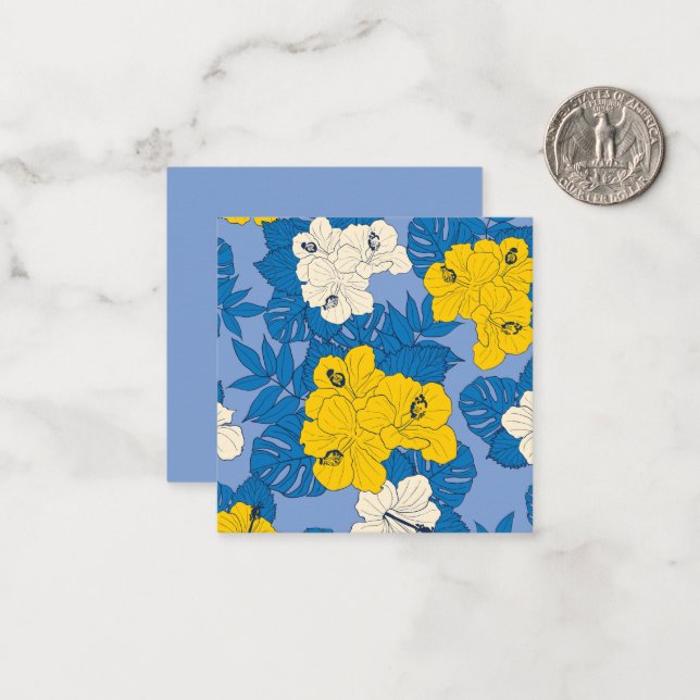 Carte De Correspondance Hibiscus fleurs et feuilles (Devant/Arrière en situation)