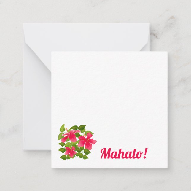 Carte De Correspondance Hibiscus Hawaïen rose tropical Mahalo Personnalise (Devant)