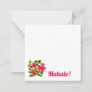 Carte De Correspondance Hibiscus Hawaïen rose tropical Mahalo Personnalise