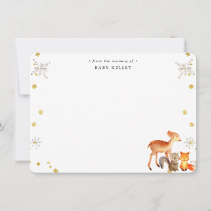 Carte De Correspondance Hiver Bois Animaux Bébé Appartement personnalisé
