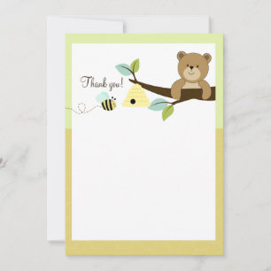 Carte De Correspondance Honey Bear et Bee Flat Thank You Notes