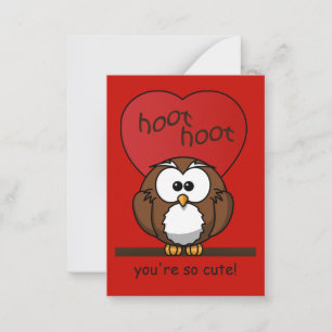 Carte De Correspondance Hoot Owl Valentine Red Heart Kids Pack