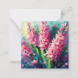 Carte De Correspondance Hyacinthes roses Fleurs florales Merci