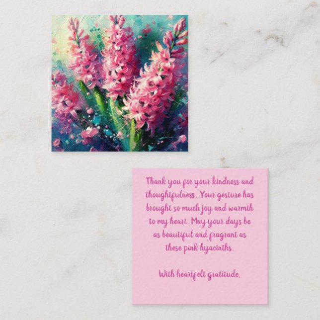 Carte De Correspondance Hyacinthes roses Fleurs florales Merci (Devant / Derrière)