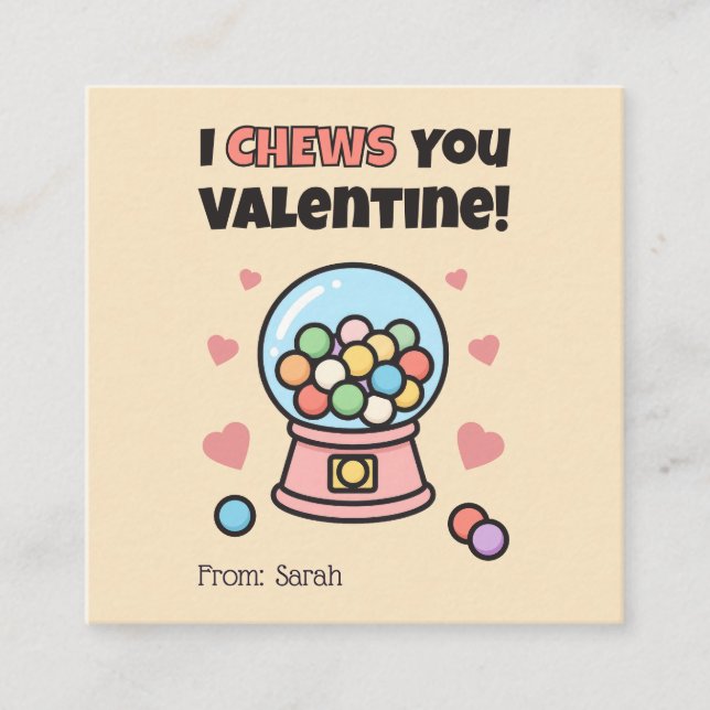 Carte De Correspondance I CHEWS You Gumball Kids Valentine's (Devant)